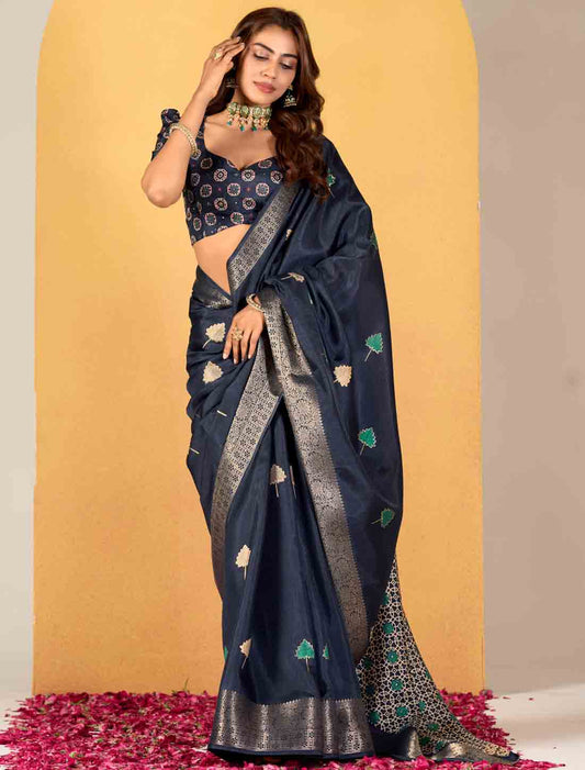 Soft Dola With Foil Print Party Wear Ethnic Silk Saree