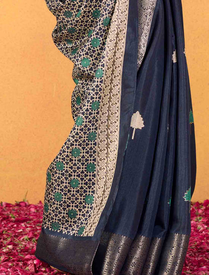 Soft Dola With Foil Print Party Wear Ethnic Silk Saree