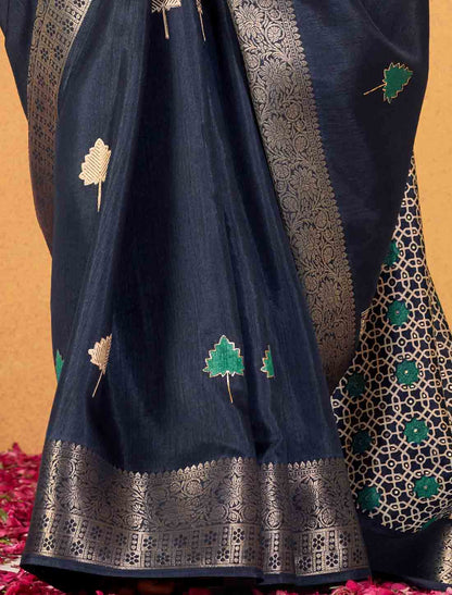 Soft Dola With Foil Print Party Wear Ethnic Silk Saree