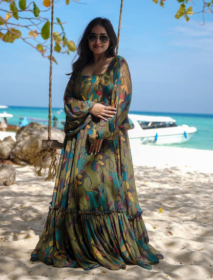 Ethnic Heavy Georgette Anarkali Printed Gown