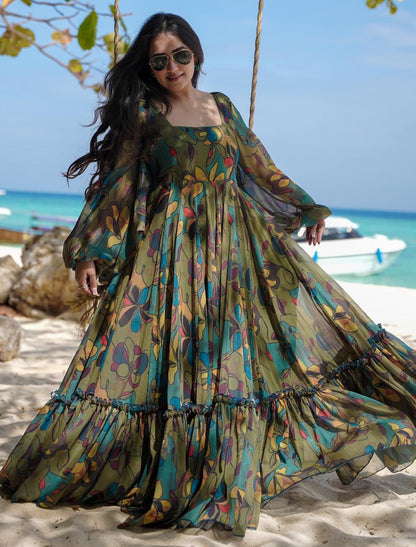 Ethnic Heavy Georgette Anarkali Printed Gown