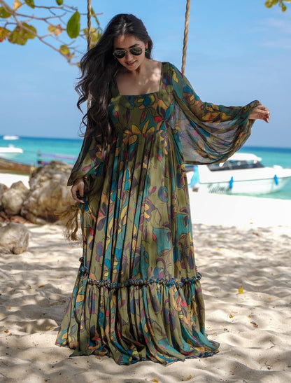 Ethnic Heavy Georgette Anarkali Printed Gown