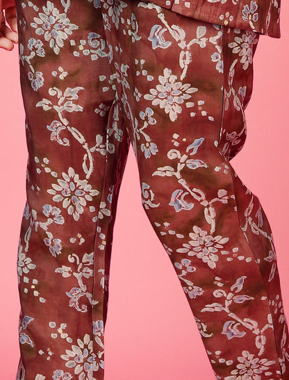 Brown Premium Chanderi Luxurious Top & Pant Co-ord Sets for Women