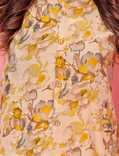 Exquisite Yellow Premium Rayon Luxurious Top & Pant Co-ord Sets for Women