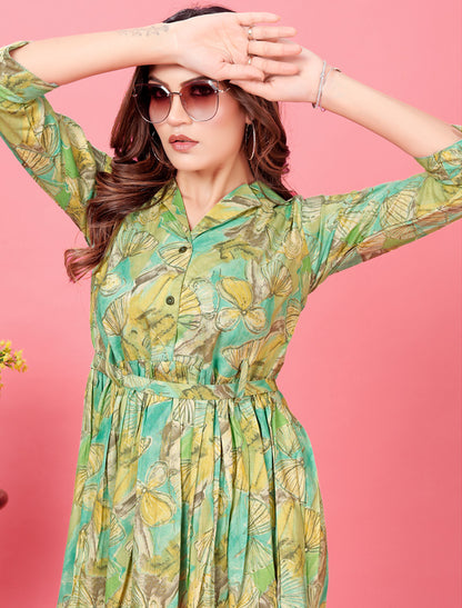 Introducing Sea Green Premium Rayon Top & Pant Co-ord Sets for Women