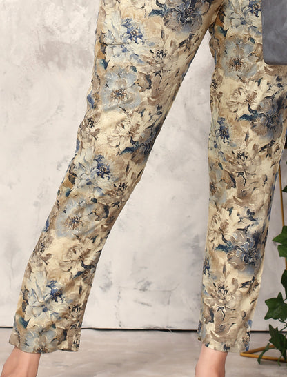 Elevate Off White Premium Chanderi Top & Pant Co-ord Sets for Women