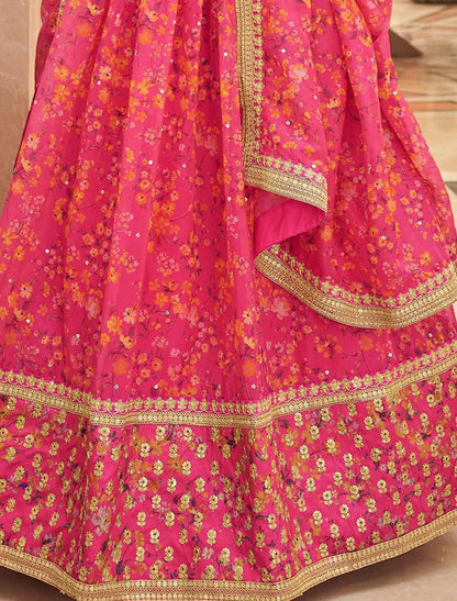 Pink Premium Art Silk With Embroidery Work Lehenga Choli