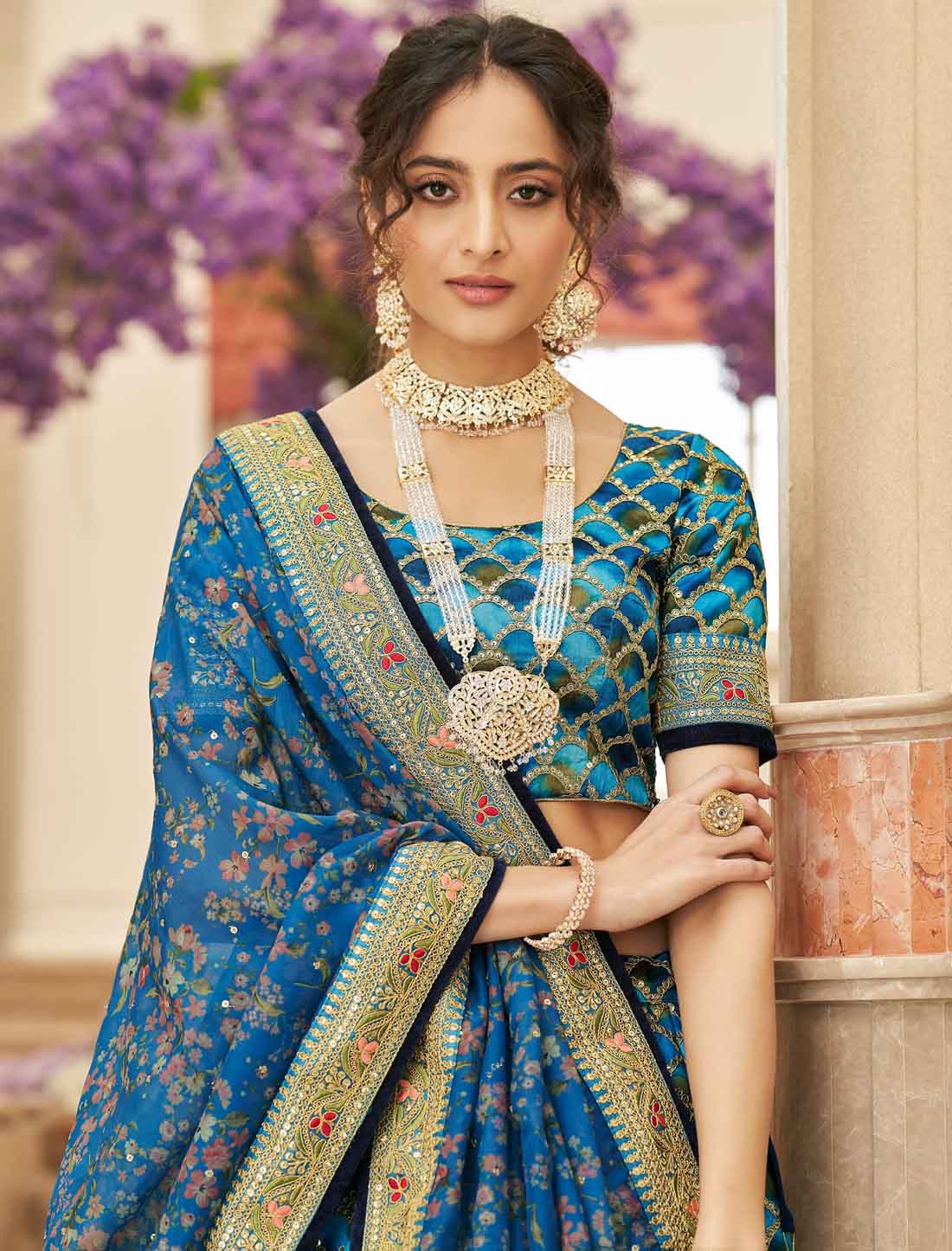 Blue Art Silk Premium Embroidery Work Lehenga Choli