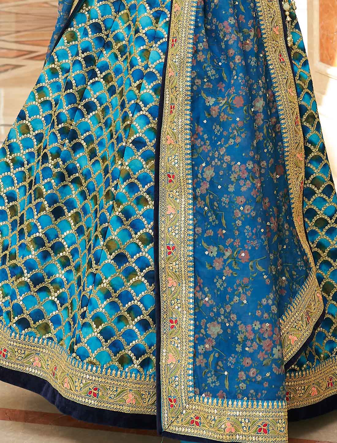 Blue Art Silk Premium Embroidery Work Lehenga Choli