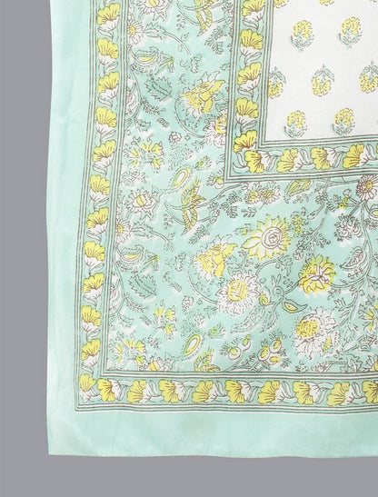 Ethnic Mint Green Floral Printed Kurta Pant set With Dupatta