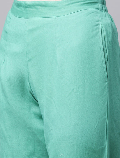 Green Ethnic Bandhani Kurta Trousers Dupatta Kurta Sets For Women