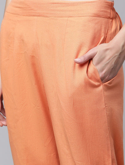 Orange Ethnic Bandhani Kurta Printed Sets For Women