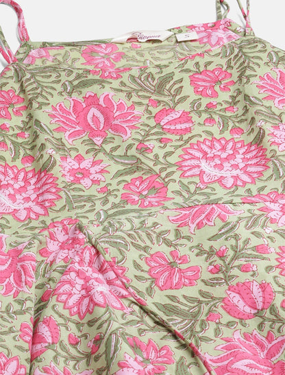 Green Printed Ethnic Cotton Kurta Pant Sets With Dupatta