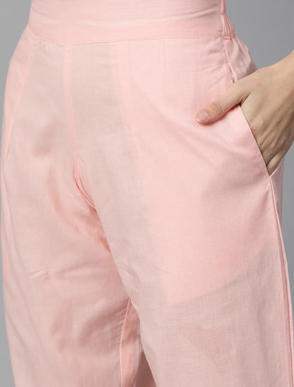 Pink Ethnic Pure Cotton Kurta Pant Sets With Dupatta