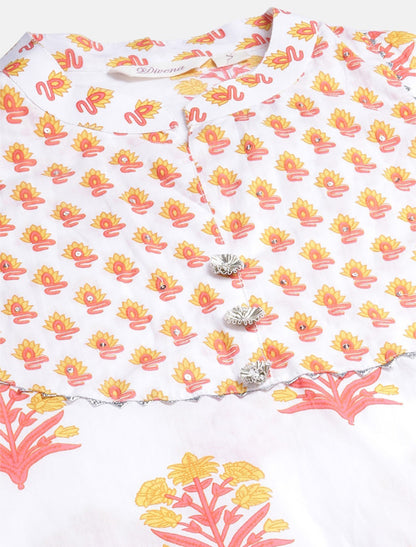 Yellow White Ethnic Peplum Top Sharara Set with Dupatta