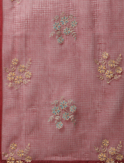 Ethnic Maroon Rayon Kurta Pant Set with kota doria Dupatta