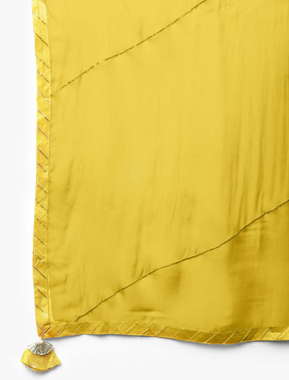 Yellow Embroidered Chanderi Silk Kurta with Sharara & Dupatta Kurta Sets For Women