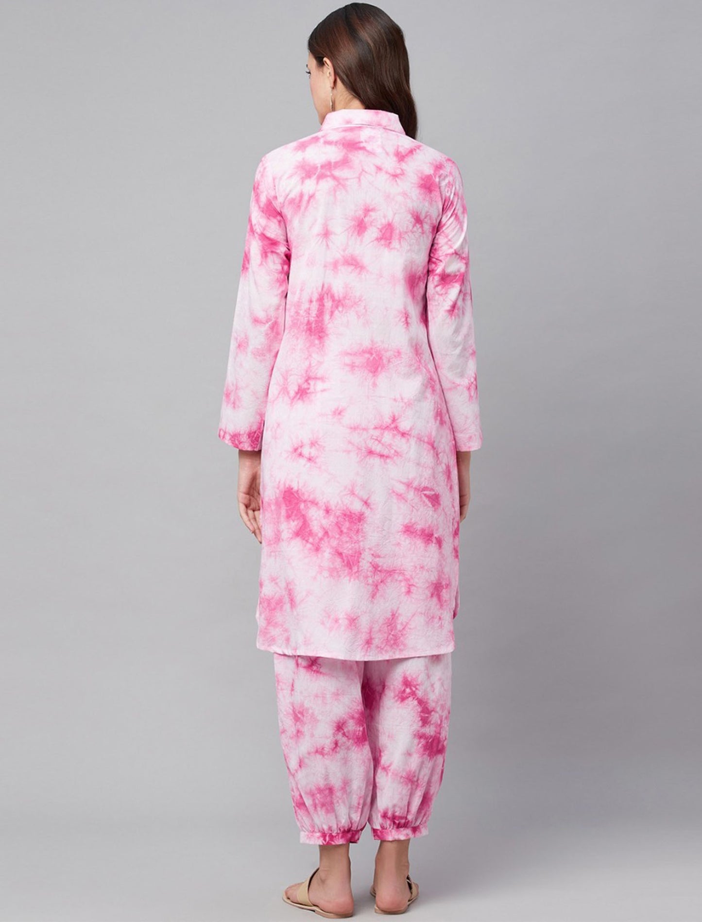 Pink Cotton Kurta Set with Harem Pants Kurtas Set For Women