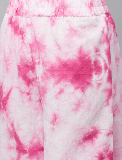 Ethnic Pink Cotton Kurta Set with Harem Pants For Women