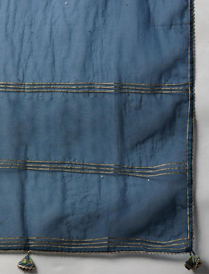 Green & Blue Cotton Printed Trousers Dupatta Kurta set For Women