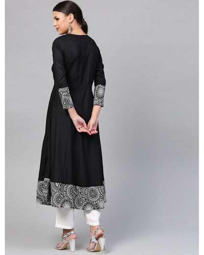 Black Solid A-Line Divena Kurta For Women