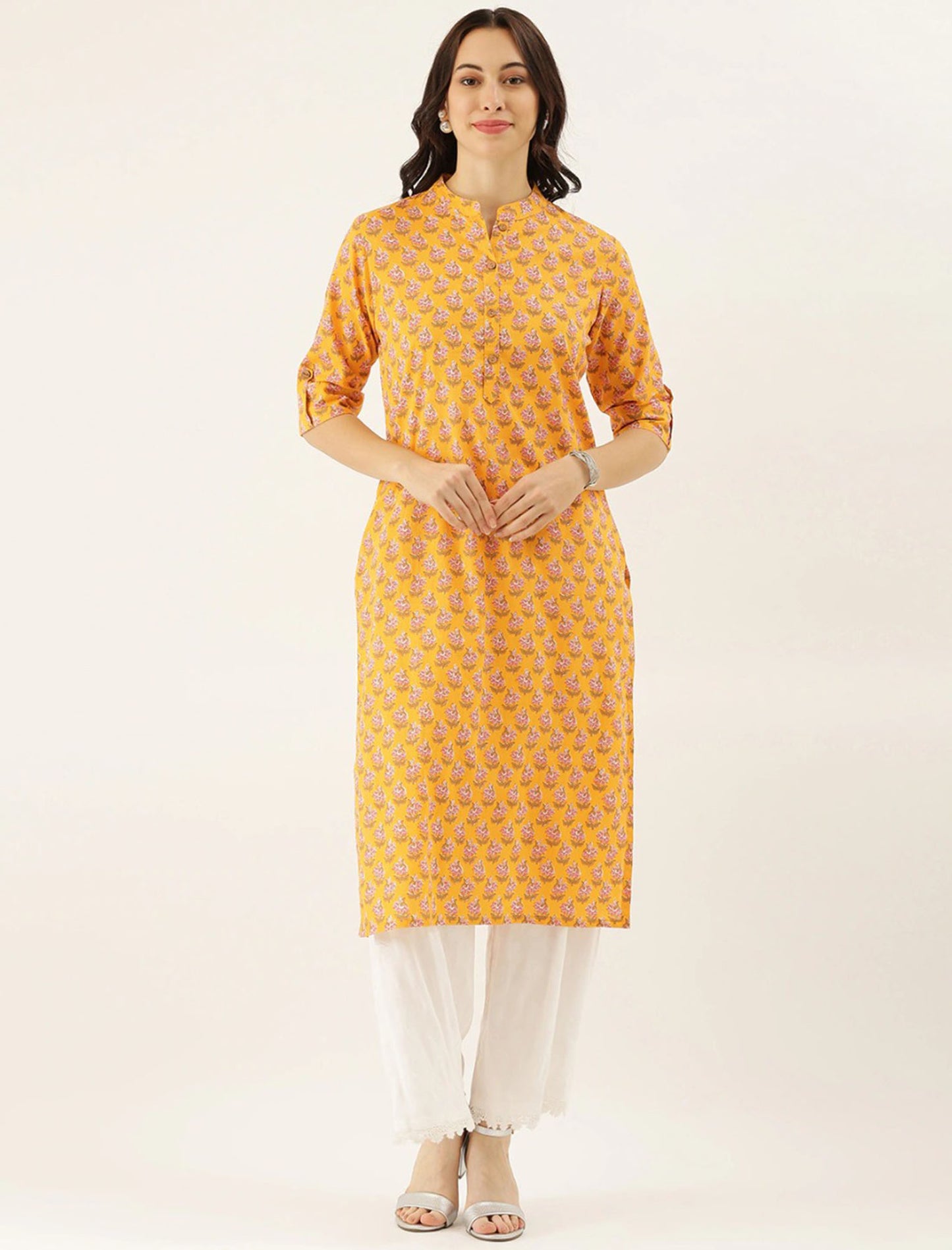 Yellow & Pink Divena Kurta For Women