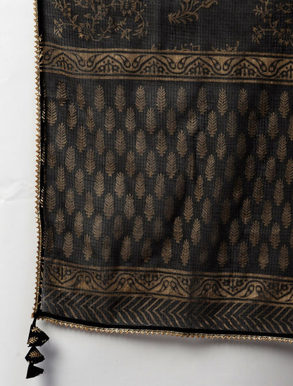 Black Women Ethnic Kurti with Sharara Dupatta For Women