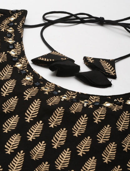 Black Women Ethnic Kurti with Sharara Dupatta For Women