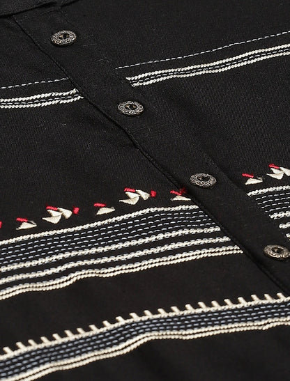 Black Yoke Design Straight Divena Kurta For Women