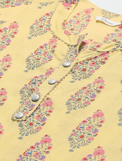 Yellow & Pink Kurta With Sharara Ethnic Motifs Kurta Sets For Women