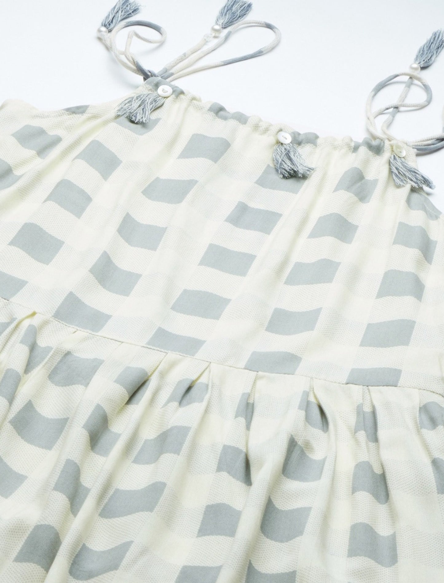 Off White & Grey Checked Midi Divena Dress For Women