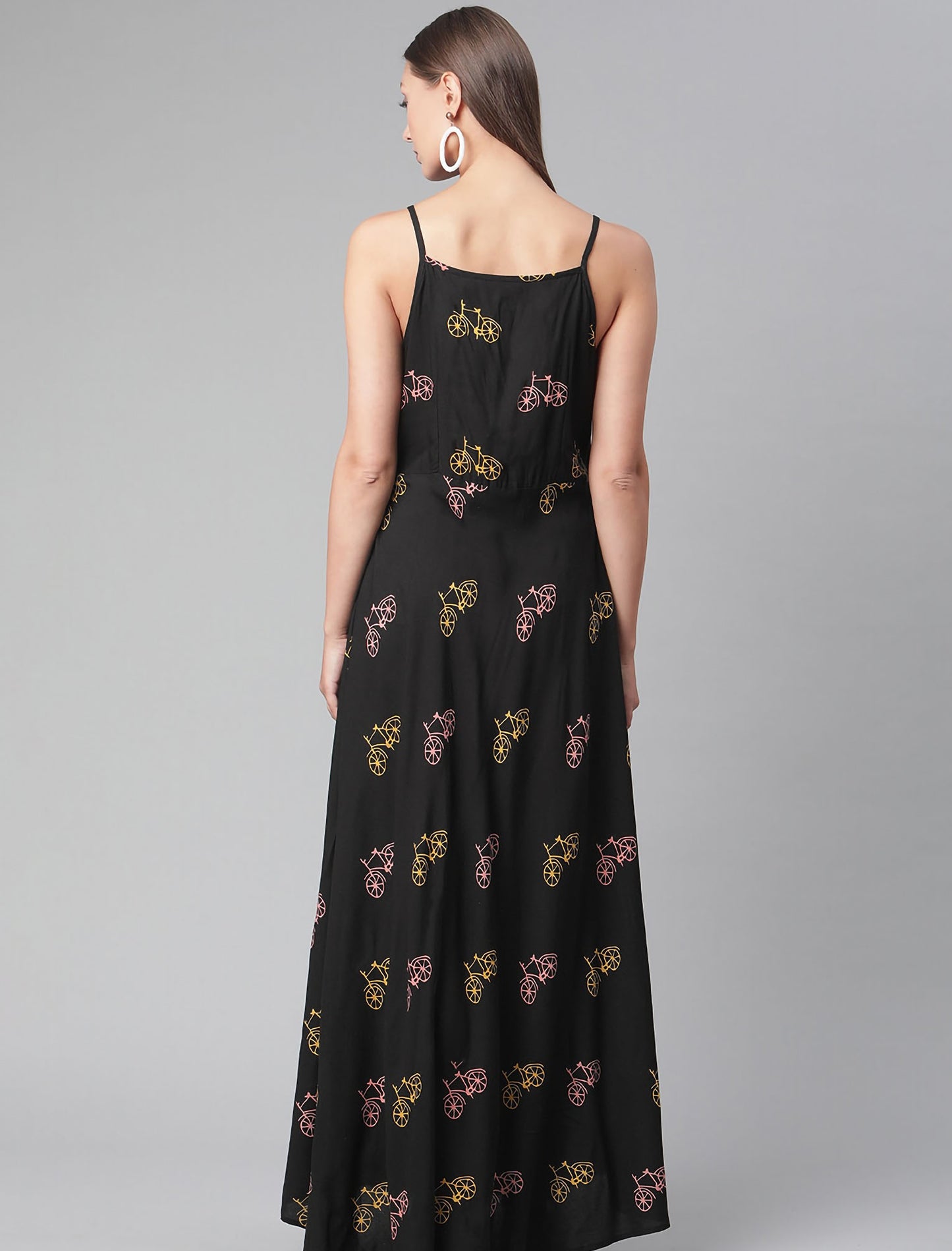 Buy Divena Black Floral Shoulder Strap Maxi Dress