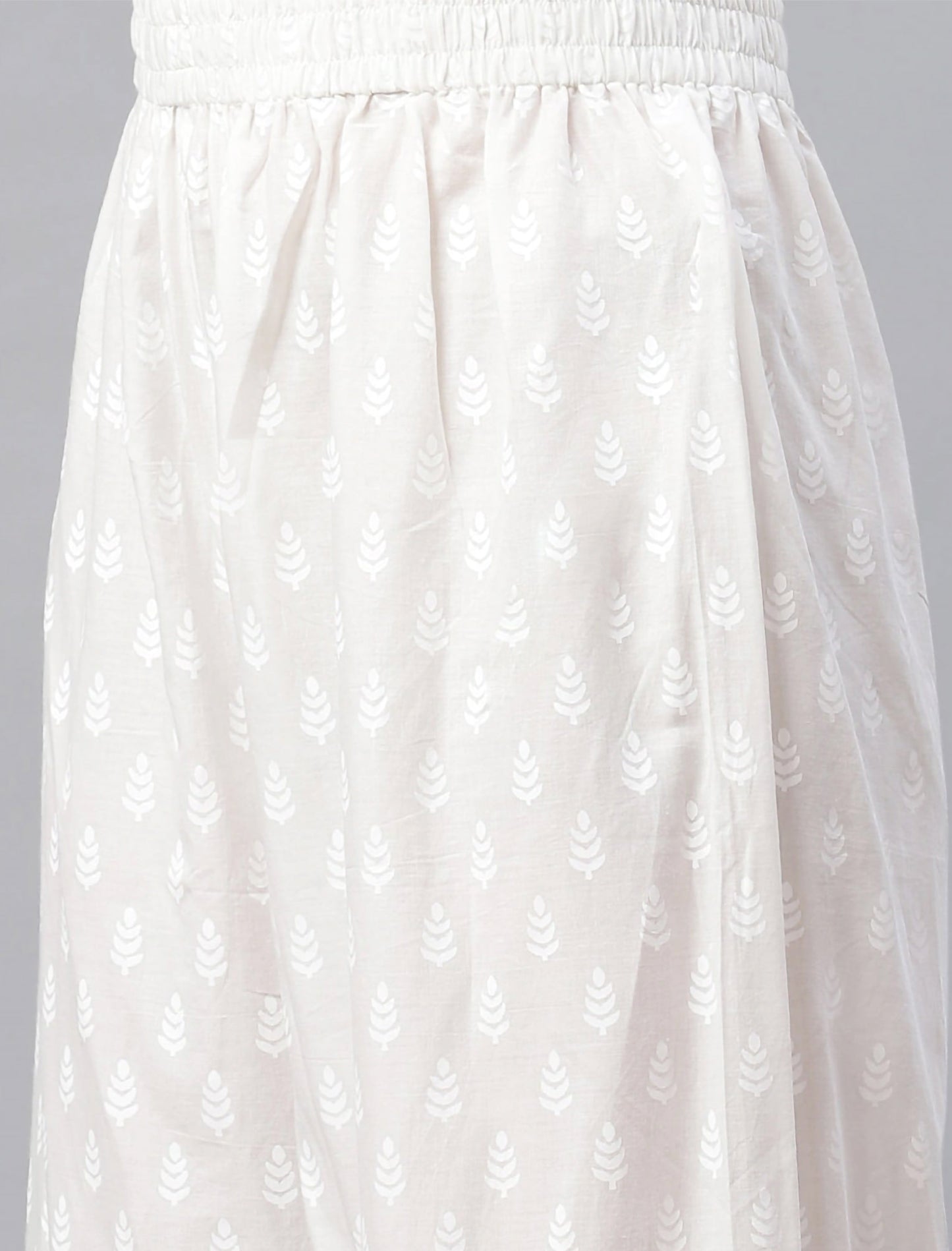 White Printed Shirt Kurta with Palazzos For Women