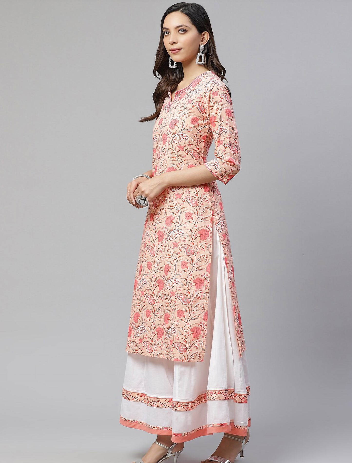 Orange Embroidered Straight Kurta with Palazzo For Women