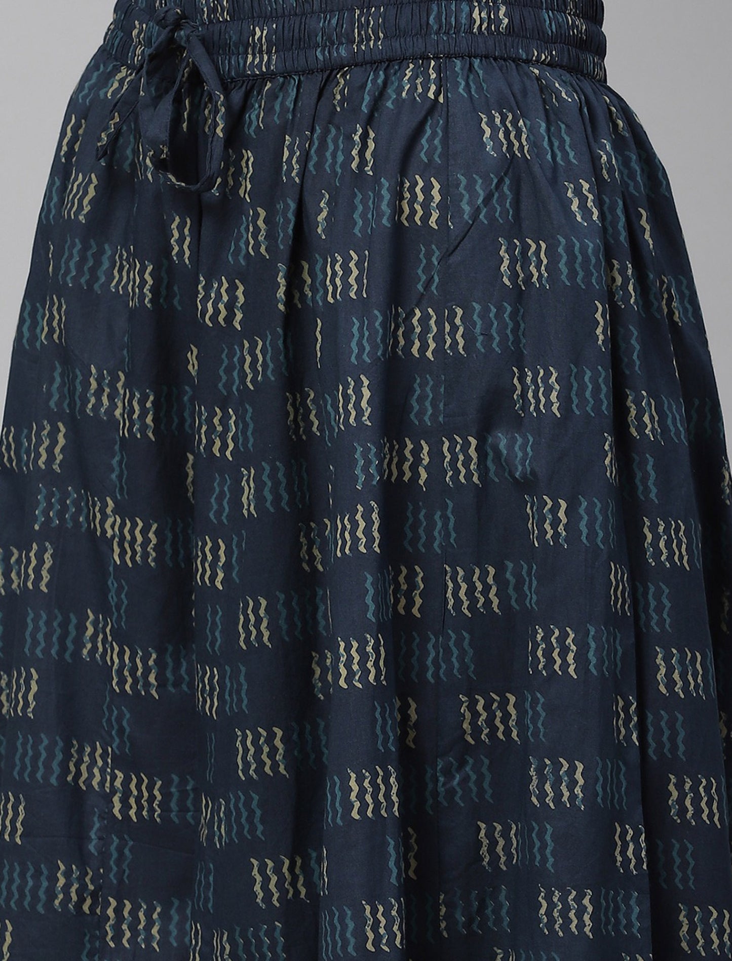 Navy Blue Floral Printed Kurta with Palazzos For Women