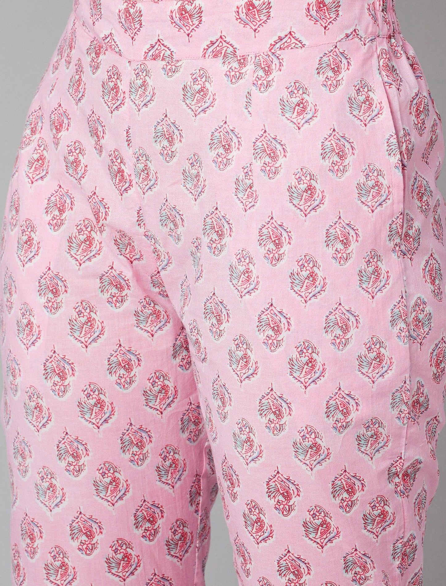 Pink Floral Printed Kurta with Trousers For Women