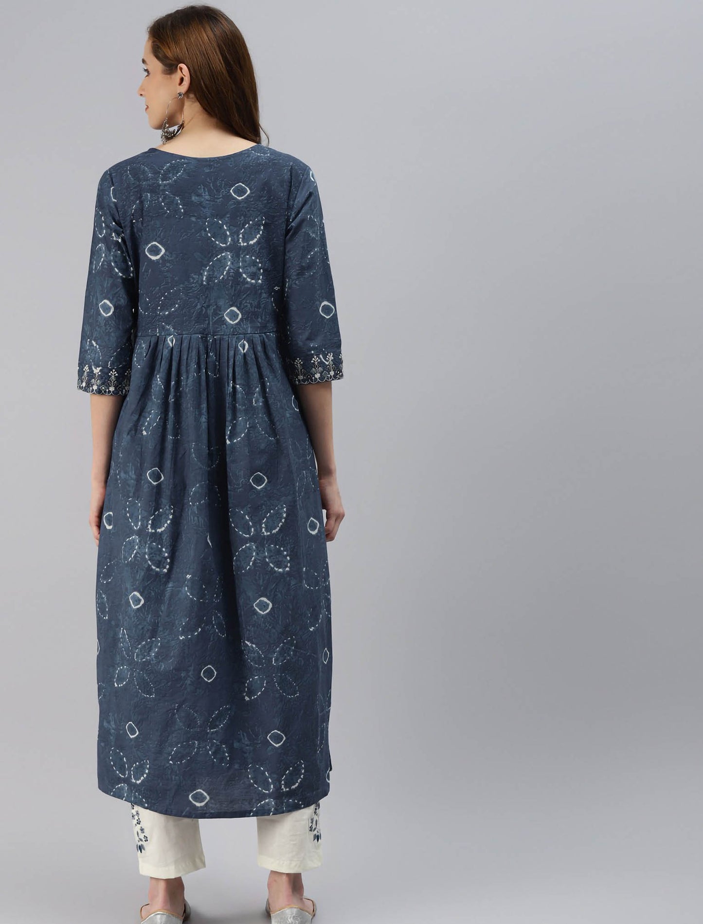 Blue Ethnic Embroidered Printed Kurta Sets with Palazzos For Women