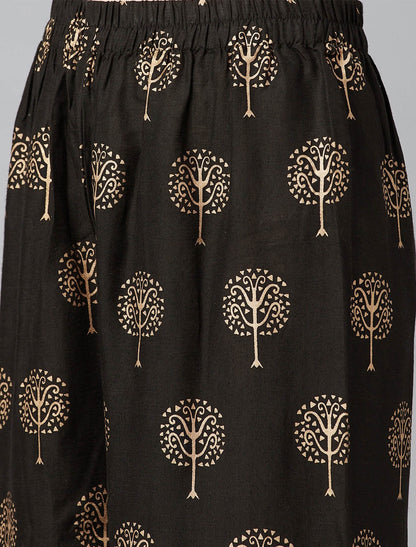 Black Ethnic Motifs Divena Kurta with Palazzos & Dupatta For Women