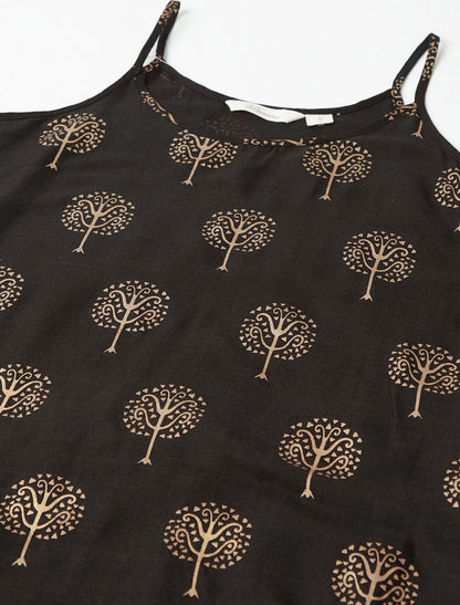 Black Ethnic Motifs Divena Kurta with Palazzos & Dupatta For Women