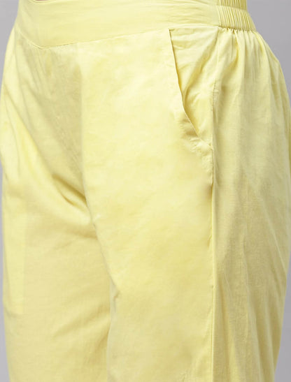 Yellow Floral Printed Kurta with Trousers & Dupatta For Women