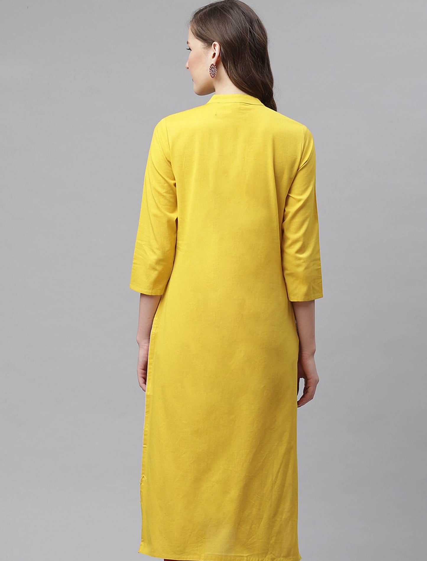 Mustard Yellow Yoke Design Straight Divena Kurta For Women