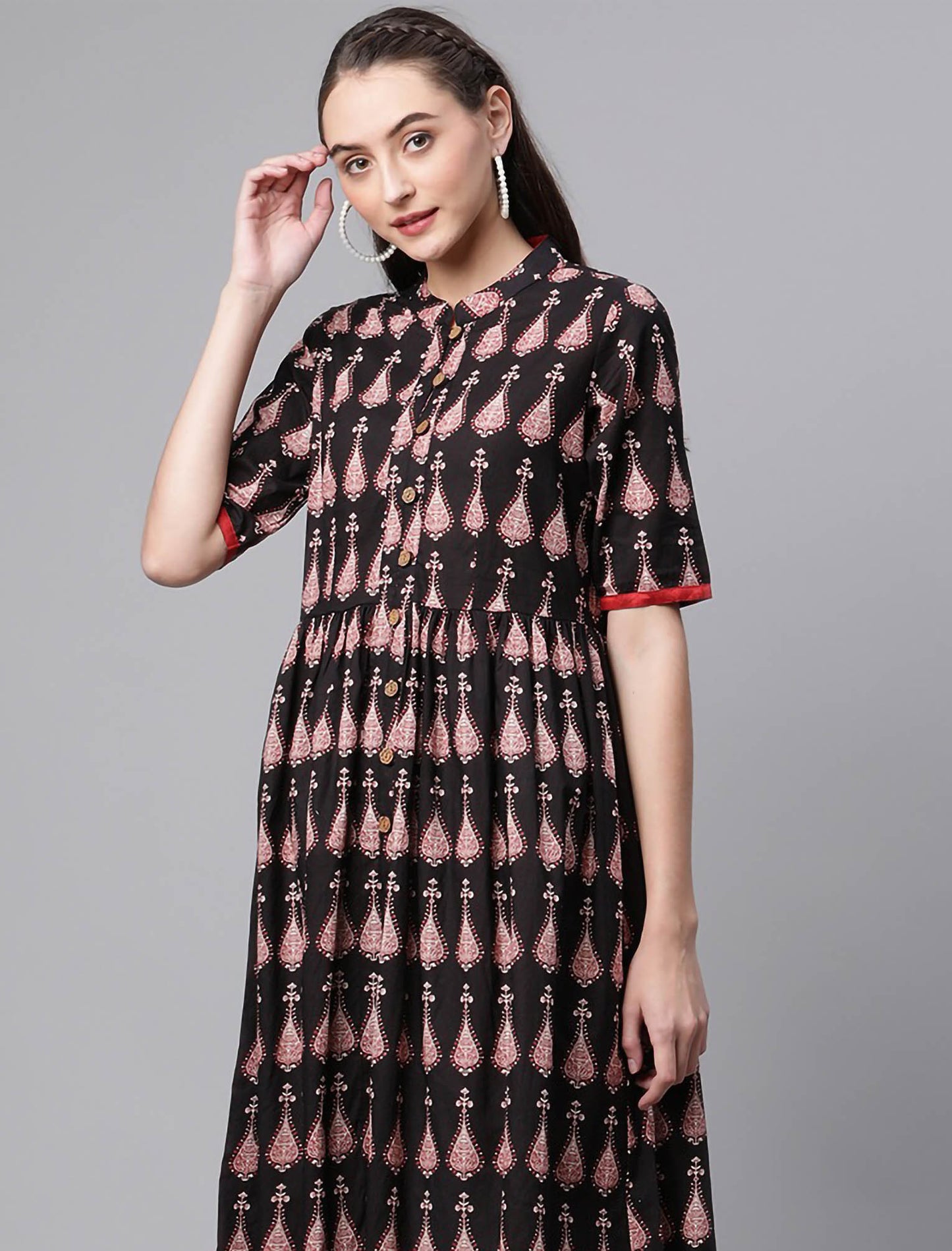 Black & White Ethnic Motifs Printed Divena Kurta For Women