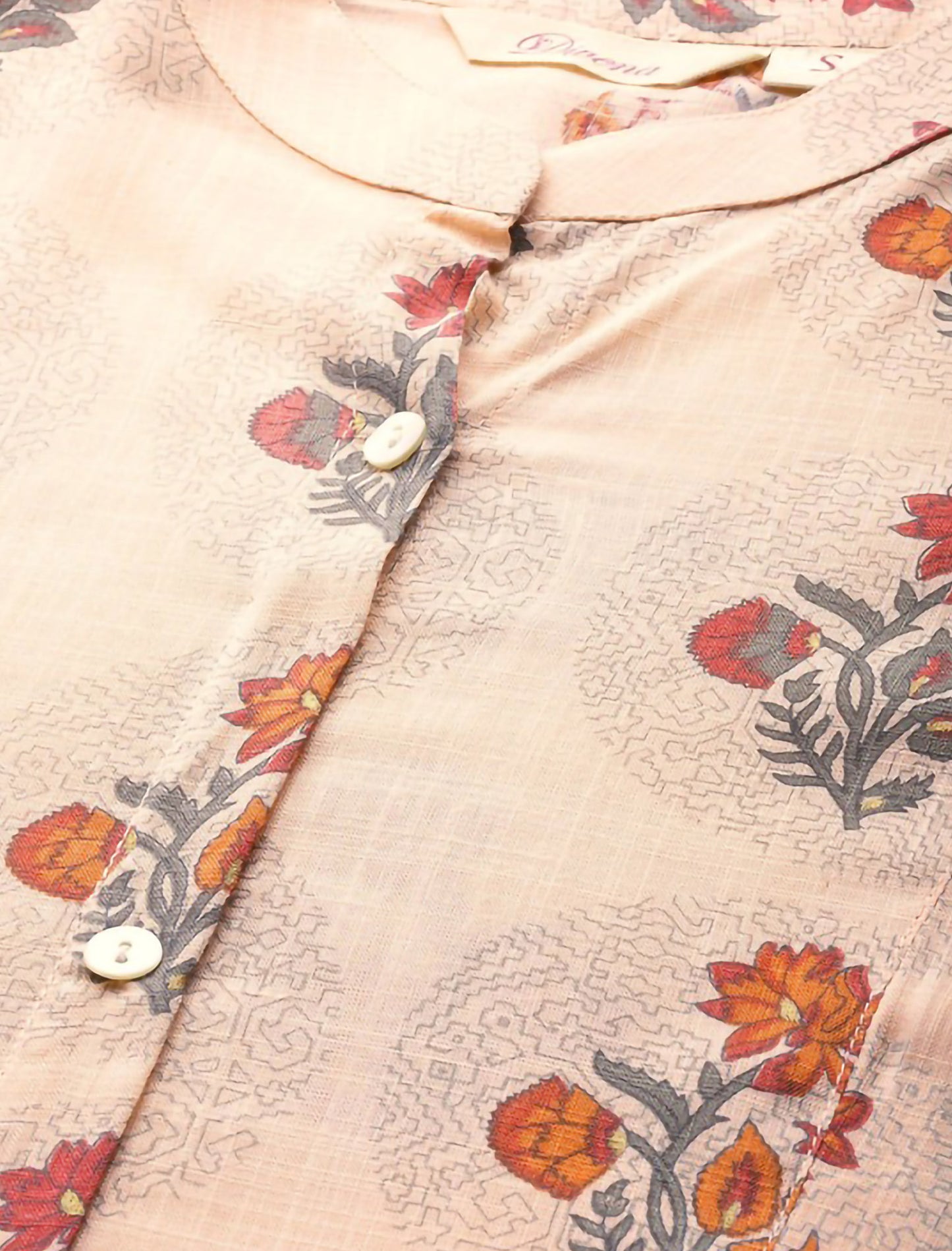 Peach & Coral Orange Coloured Ethnic Motifs Printed A-Line Divena Kurta For Women