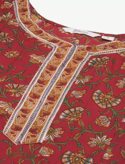 Maroon Printed Floral Anarkali Ethnic Kurta For Women