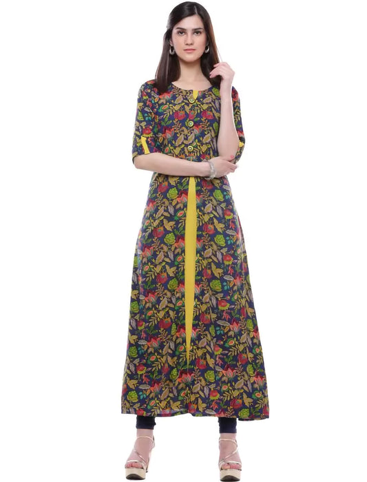 Multi Color Floral Print Cotton Rayon A-line Divena Kurta For Women