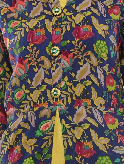 Multi Color Floral Print Cotton Rayon A-line Divena Kurta For Women