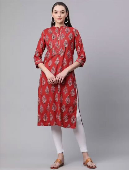 Maroon Floral Printed Ethnic Kurta For Women