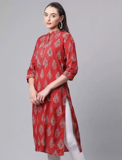 Maroon Floral Printed Ethnic Kurta For Women