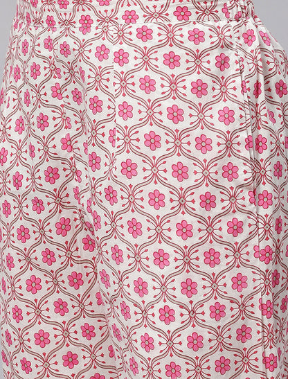 Pink Floral  Ethnic Pure Cotton Kurta Sets with Trousers & Dupatta