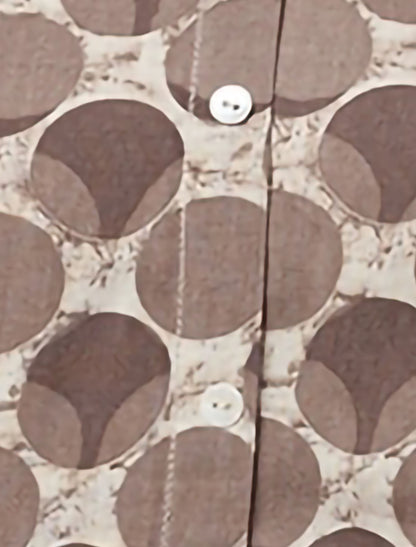Brown & Beige Geometric Print Mandarin Collar Top For Women